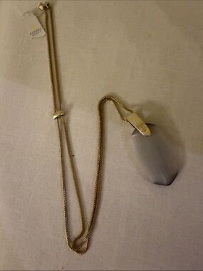 Kendra Scott Silver Necklace with Gray Gemstone Pendant